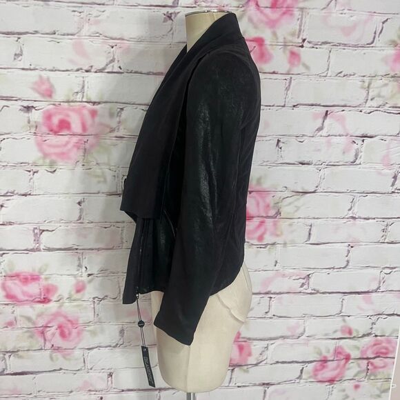 Blank nyc nwt black faux leather moto asymmetric zipper jacket size xs - Picture 5 of 11